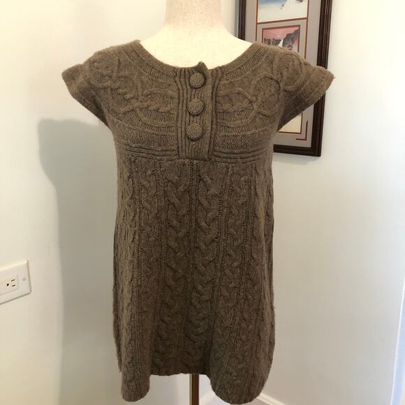 Ruff Hewn Wool Blend Cable Knit Sweater M Brown Lambswool Rabbit Hair Heritage - Picture 2 of 9